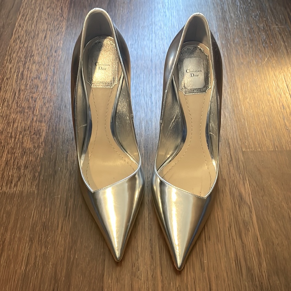 Christian Dior Defile Pointy Pumps in Silver